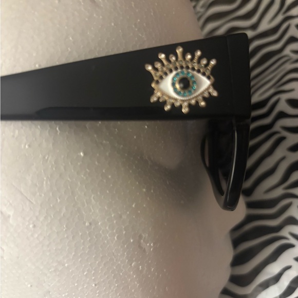 Kurt Geiger Black Sunglasses with Eye Details - Picture 2 of 6